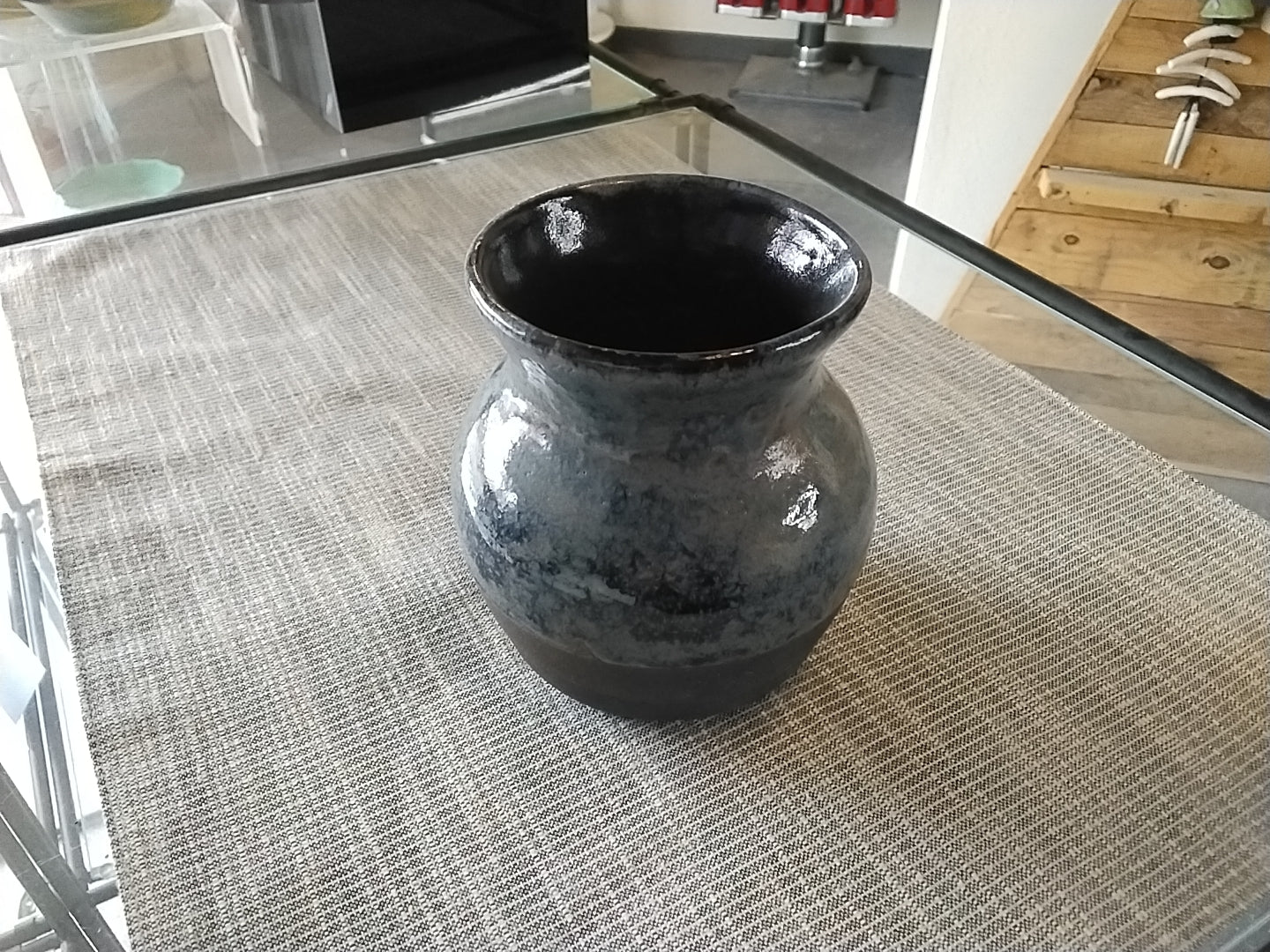 Vase, Bellied Half Glaze